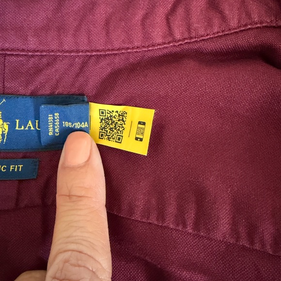 Ralph Lauren Men’s Dress Shirt, Burgundy, XL, Classic Fit - Picture 5 of 7